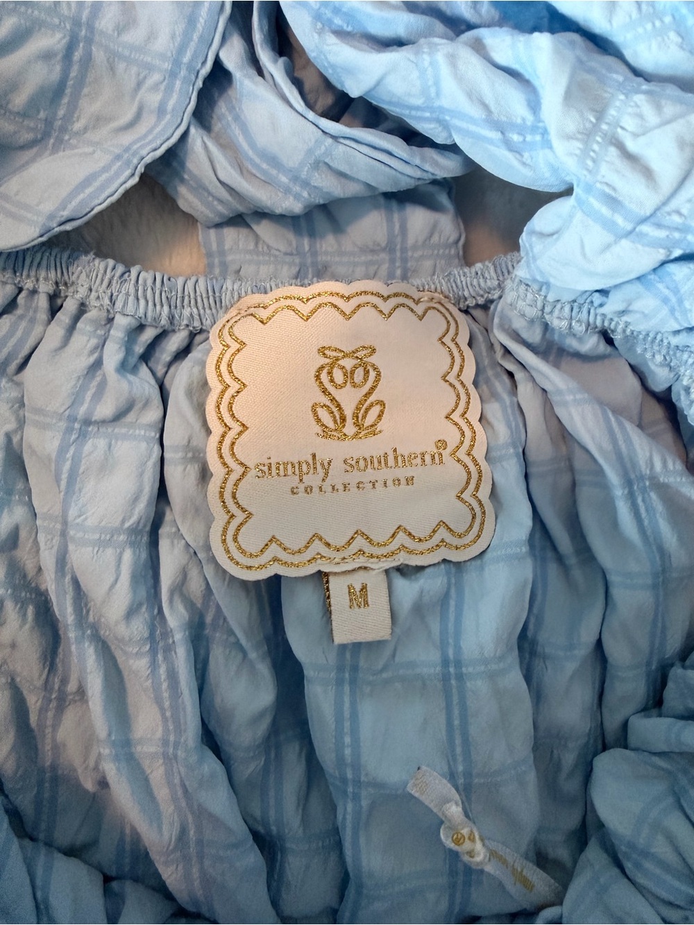 Simply Southern Light Blue Crinkle Ruffled Smocked Dress - Picture 9 of 14